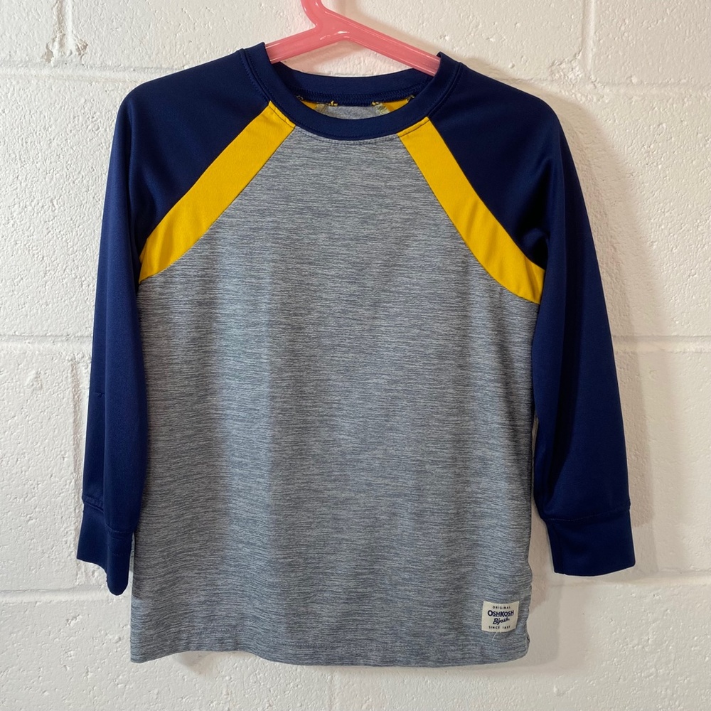 OshKosh B'Gosh Gray Blue & Yellow Long Sleeve Shirt